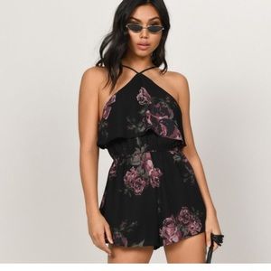 Floral silk romper